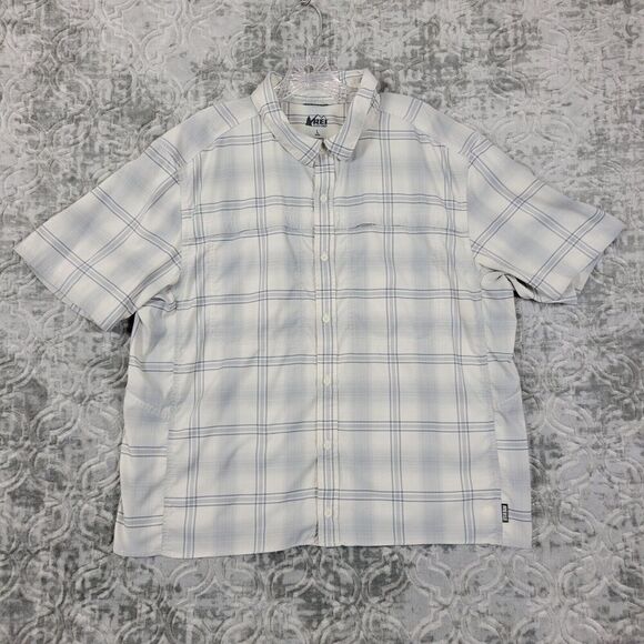 REI Co-Op Shirt Men Large L White Lightweight Performance Hiking Button Up Mens - Picture 1 of 12